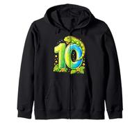 Iguana Ten 10yr 10th Birthday Cute Reptile 10 Year Old Boys Zip Hoodie