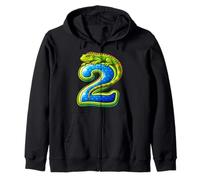 Iguana Two 2nd Birthday Cute Reptile 2 Year Old Boys Zip Hoodie