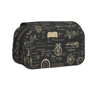 IguaTu Abstract Science Chemistry Double-Layer Pencil Case, Oxford Fabric Pen Pouch with Zipper and Flap, Large Capacity Stationery Bag for School Office Travel