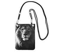 IguaTu African Lion Black And White Crossbody Phone Bag for Women, Small Shoulder Purse with Adjustable Strap, Phone Pouch for Travel & Daily Use