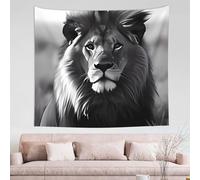 IguaTu African Lion Black And White Tapestry for Wall Decor 60x51in - Boho Room Aesthetic Hanging for Bedroom, Dorm or Living Room