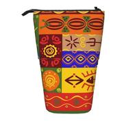 IguaTu African National Patterns Expandable Pencil Case, Telescopic Stationery Organizer, Durable Oxford Fabric Multi-Use Bag for Pens, Makeup