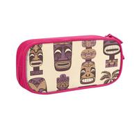IguaTu Aloha Tiki Pattern Large Capacity Pencil Case - Double Layer Stationery Organiser for School, Office, Travel Use