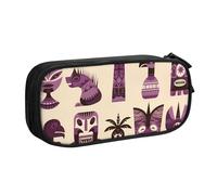IguaTu Aloha Tiki Pattern Large Capacity Pencil Case - Double Layer Stationery Organiser for School, Office, Travel Use