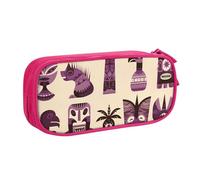IguaTu Aloha Tiki Pattern Large Capacity Pencil Case - Double Layer Stationery Organiser for School, Office, Travel Use