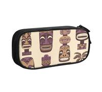 IguaTu Aloha Tiki Pattern Large Capacity Pencil Case - Double Layer Stationery Organiser for School, Office, Travel Use