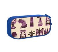 IguaTu Aloha Tiki Pattern Large Capacity Pencil Case - Double Layer Stationery Organiser for School, Office, Travel Use