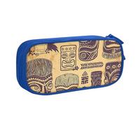 IguaTu Aloha Tiki Pattern Pencil Case, Large Capacity Double Layer Student Pencil Case - Durable Oxford Fabric School and Office Supplies Organizer