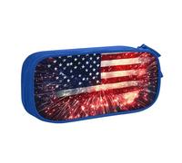 IguaTu American Flag Firework Large Capacity Pencil Case - Double Layer Stationery Organiser for School, Office, Travel Use