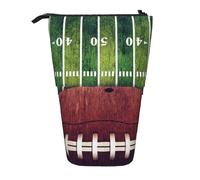 IguaTu American Football Field and Ball Expandable Pencil Case, Telescopic Stationery Organizer, Durable Oxford Fabric Multi-Use Bag for Pens, Makeup