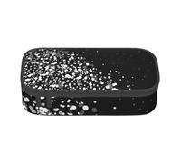 IguaTu Black White Glitter Large Capacity Pencil Case for School, Stationery Organiser Pouch with Compartments, Zipper Bag