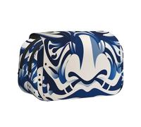 IguaTu Blue Polynesian Maori Tribal Pattern Double-Layer Pencil Case, Oxford Fabric Pen Pouch with Zipper and Flap, Large Capacity Stationery Bag for School Office Travel