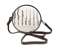IguaTu Choose your weapon Round Leather Shoulder Bag for Women with Detachable Strap, Stylish Crossbody Circle Purse