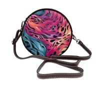 IguaTu Colored leopard Round Leather Shoulder Bag for Women with Detachable Strap, Stylish Crossbody Circle Purse
