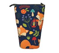IguaTu Cute Animal Fox Flower Expandable Pencil Case, Telescopic Stationery Organizer, Durable Oxford Fabric Multi-Use Bag for Pens, Makeup