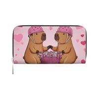 IguaTu Cute Capybaras Long Leather Wallet for Women Clutch Purse with Zipper Card Holder and Coin Pocket
