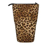 IguaTu Cute Leopard Expandable Pencil Case, Telescopic Stationery Organizer, Durable Oxford Fabric Multi-Use Bag for Pens, Makeup