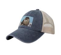 IguaTu Cute Otter Washed Denim Mesh Baseball Cap for Men and Women, Adjustable Breathable Outdoor Trucker Hat