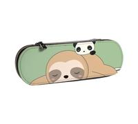 IguaTu Cute Panda and Sloth Hard Shell Leather Pencil Case & Makeup Organizer - Waterproof Zippered Cosmetic Brush Bag, Compact Travel Pen Pouch for School, Office Gift