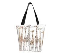 IguaTu Cute Wild Cartoon Giraffes Women Casual Shoulder Tote Bag Large Capacity Lightweight Handbag with Zipper for Shopping Travel and Daily Use