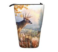 IguaTu Deer Art Expandable Pencil Case, Telescopic Stationery Organizer, Durable Oxford Fabric Multi-Use Bag for Pens, Makeup