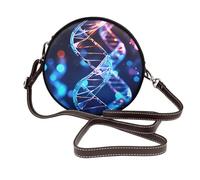 IguaTu DNA Genetic Helix Round Leather Shoulder Bag for Women with Detachable Strap, Stylish Crossbody Circle Purse