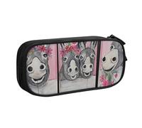 IguaTu Donkey and Flower Pencil Case, Large Capacity Double Layer Student Pencil Case - Durable Oxford Fabric School and Office Supplies Organizer