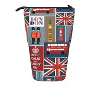 IguaTu England Symbols Expandable Pencil Case, Telescopic Stationery Organizer, Durable Oxford Fabric Multi-Use Bag for Pens, Makeup
