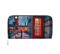 IGUATU England UK London Telephone Long Leather Wallet for Women Clutch Purse with Zipper Card Holder and Coin Pocket