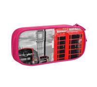 IguaTu England UK London Telephone Pencil Case, Large Capacity Double Layer Student Pencil Case - Durable Oxford Fabric School and Office Supplies Organizer