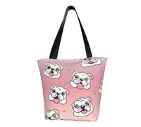IguaTu English Bulldog Faces Women Casual Shoulder Tote Bag Large Capacity Lightweight Handbag with Zipper for Shopping Travel and Daily Use