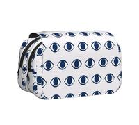 IguaTu Evil Eyes Double-Layer Pencil Case, Oxford Fabric Pen Pouch with Zipper and Flap, Large Capacity Stationery Bag for School Office Travel