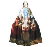 IguaTu Farm Animals Halloween Adult Hooded Cloak Long Costume Cape with Ribbon Tie, Full Print Cosplay Robe for Party & Masquerade