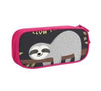 IguaTu Follow Your Dreams Sloth Pencil Case, Large Capacity Double Layer Student Pencil Case - Durable Oxford Fabric School and Office Supplies Organizer