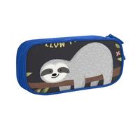 IguaTu Follow Your Dreams Sloth Pencil Case, Large Capacity Double Layer Student Pencil Case - Durable Oxford Fabric School and Office Supplies Organizer
