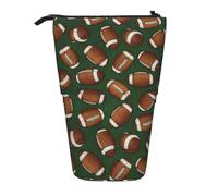 IguaTu Football Green Expandable Pencil Case, Telescopic Stationery Organizer, Durable Oxford Fabric Multi-Use Bag for Pens, Makeup