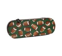 IguaTu Football Green Hard Shell Leather Pencil Case & Makeup Organizer - Waterproof Zippered Cosmetic Brush Bag, Compact Travel Pen Pouch for School, Office Gift