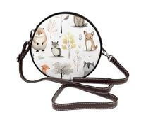 IguaTu Forest Creatures Round Leather Shoulder Bag for Women with Detachable Strap, Stylish Crossbody Circle Purse