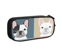 IguaTu French Bulldog Pencil Case, Large Capacity Double Layer Student Pencil Case - Durable Oxford Fabric School and Office Supplies Organizer