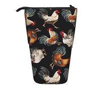 IguaTu French Roosters Expandable Pencil Case, Telescopic Stationery Organizer, Durable Oxford Fabric Multi-Use Bag for Pens, Makeup