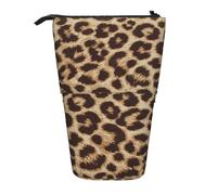 IguaTu Fun Leopard Print Expandable Pencil Case, Telescopic Stationery Organizer, Durable Oxford Fabric Multi-Use Bag for Pens, Makeup