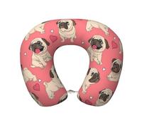 IguaTu Funny Cartoon Pug Puppy Dog Comfortable U-Shaped Travel Neck Pillow - Memory Foam Support Cushion with Washable Cover
