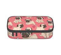IguaTu Funny Cartoon Pug Puppy Dog Large Capacity Pencil Case for School, Stationery Organiser Pouch with Compartments, Zipper Bag