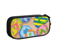 IguaTu Funny Flip Flops Slippers Art Pencil Case, Large Capacity Double Layer Student Pencil Case - Durable Oxford Fabric School and Office Supplies Organizer