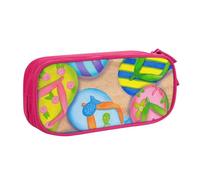 IguaTu Funny Flip Flops Slippers Art Pencil Case, Large Capacity Double Layer Student Pencil Case - Durable Oxford Fabric School and Office Supplies Organizer