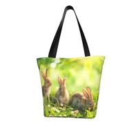 IguaTu Funny Rabbits Women Casual Shoulder Tote Bag Large Capacity Lightweight Handbag with Zipper for Shopping Travel and Daily Use