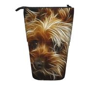 IguaTu Funny Yorkie Dog Expandable Pencil Case, Telescopic Stationery Organizer, Durable Oxford Fabric Multi-Use Bag for Pens, Makeup
