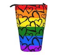 IguaTu Gay Pride Rainbow Pattern Expandable Pencil Case, Telescopic Stationery Organizer, Durable Oxford Fabric Multi-Use Bag for Pens, Makeup
