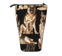 IguaTu German Shepherd Dog Expandable Pencil Case, Telescopic Stationery Organizer, Durable Oxford Fabric Multi-Use Bag for Pens, Makeup