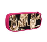 IguaTu German Shepherd Dog Pencil Case, Large Capacity Double Layer Student Pencil Case - Durable Oxford Fabric School and Office Supplies Organizer